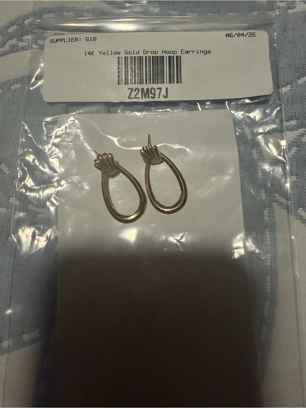 14K Yellow Gold Drop Hoop Earrings - Classic Yellow Gold